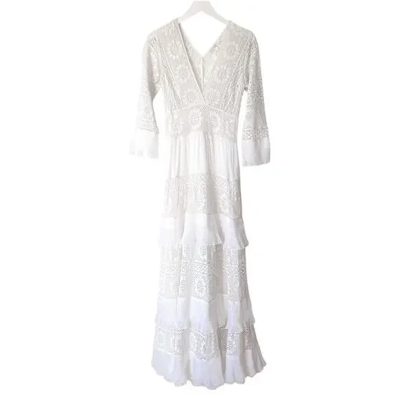 LoveShackFancy Lennon dress bridal gown White Free People Size 6